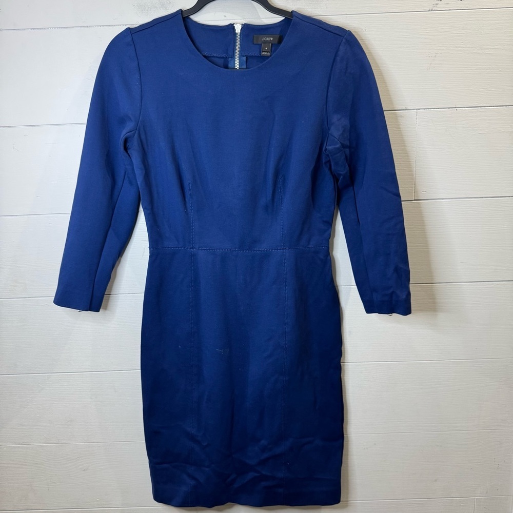 J. Crew Elegant Navy Blue Women's Long Sleeve Dress Size 4